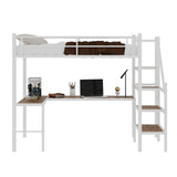 Loft Bed With L-Shaped Desk, Large Storage Space
