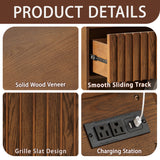 Nightstand With Hidden Charging Station USB Ports & Outlet Hole