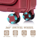 Luggage Set With Cosmetic Case, Combination Lock, Front Opening Design