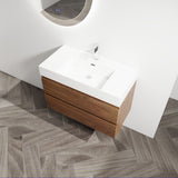 Wall Mounted Bathroom Vanity And Sink, 2 Soft Close Drawers