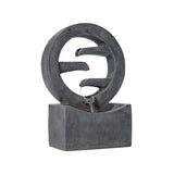 26.77"H Gray Circular Polyresin Outdoor Water Fountain with LED Light, Freestanding Modern Cascading Water Feature for Patio Garden Backyard Decor
