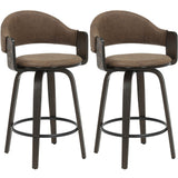Daxton - Swivel Counter Height Round Back Wood Bar Stool With Faux Leather Seat