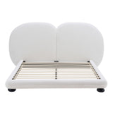 Queen Size Upholstered Platform Bed Frame With Split Headboard - White