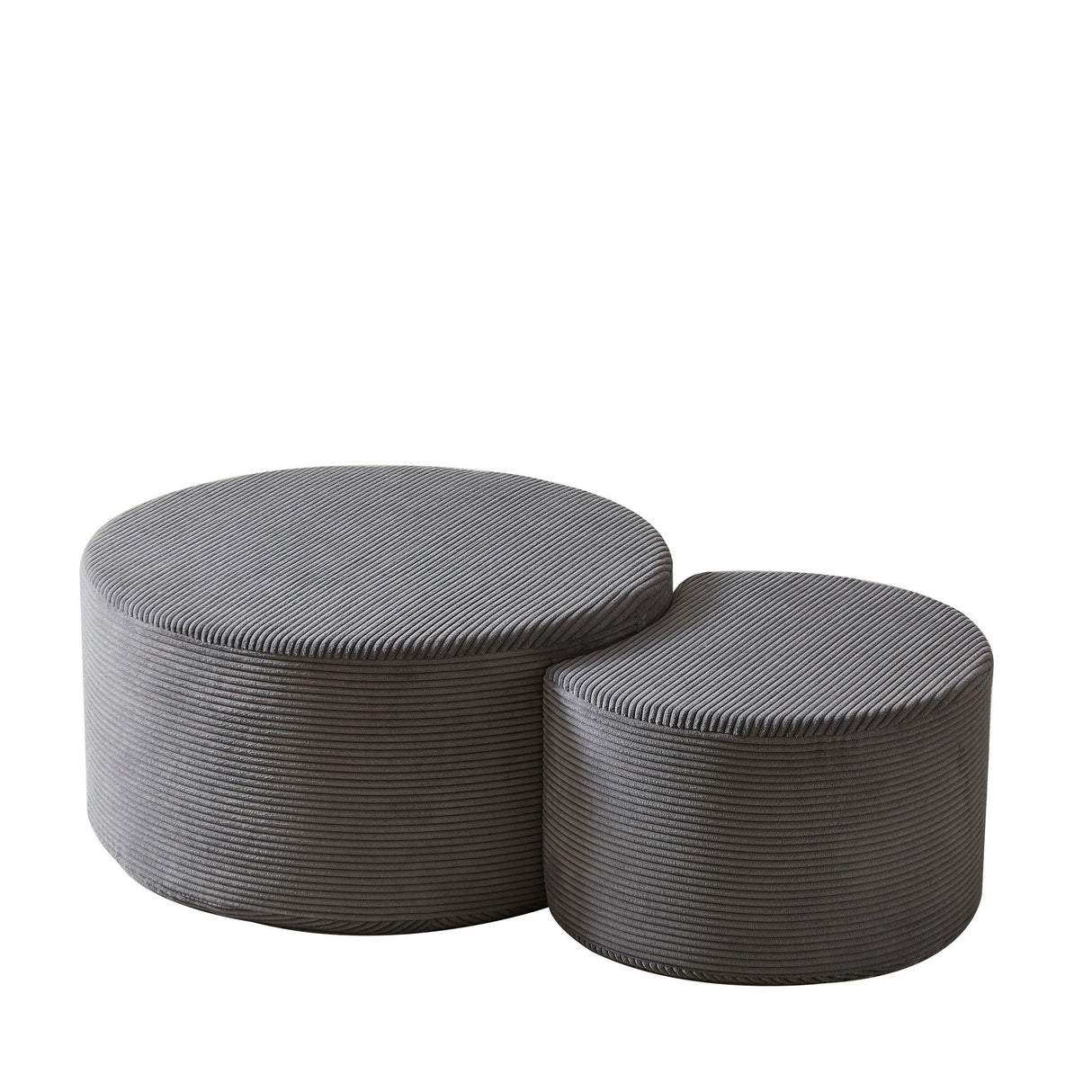Modern Upholstered Round Coffee Table For Living Room (Set of 2)