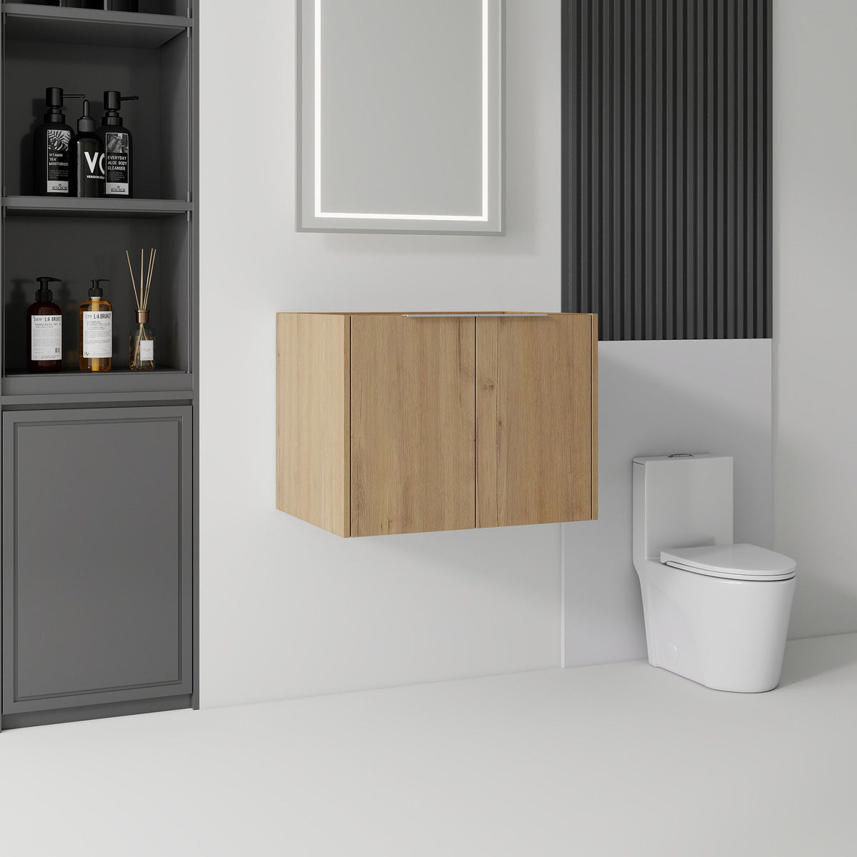 Floating Bathroom Vanity Cabinet With Soft Close Double Doors, Spacious Interior Storage, Wall Mounted, Cabinet Only