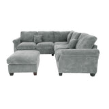 Modern Sectional Set With Corner Wedge, Loveseat, Ottoman & 2 Pillows