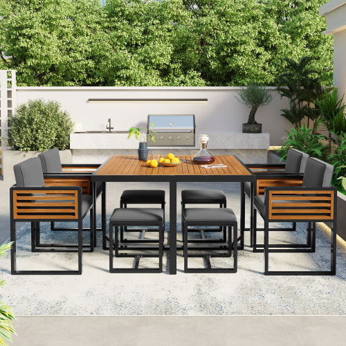 9-Pieces Acacia Wood Patio Dining Set
