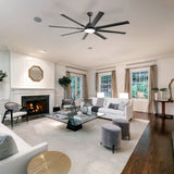 72" Large Design Ceiling Fan With Smart Remote Control, 6 Wind Speed DC Motor For Living Room - Black