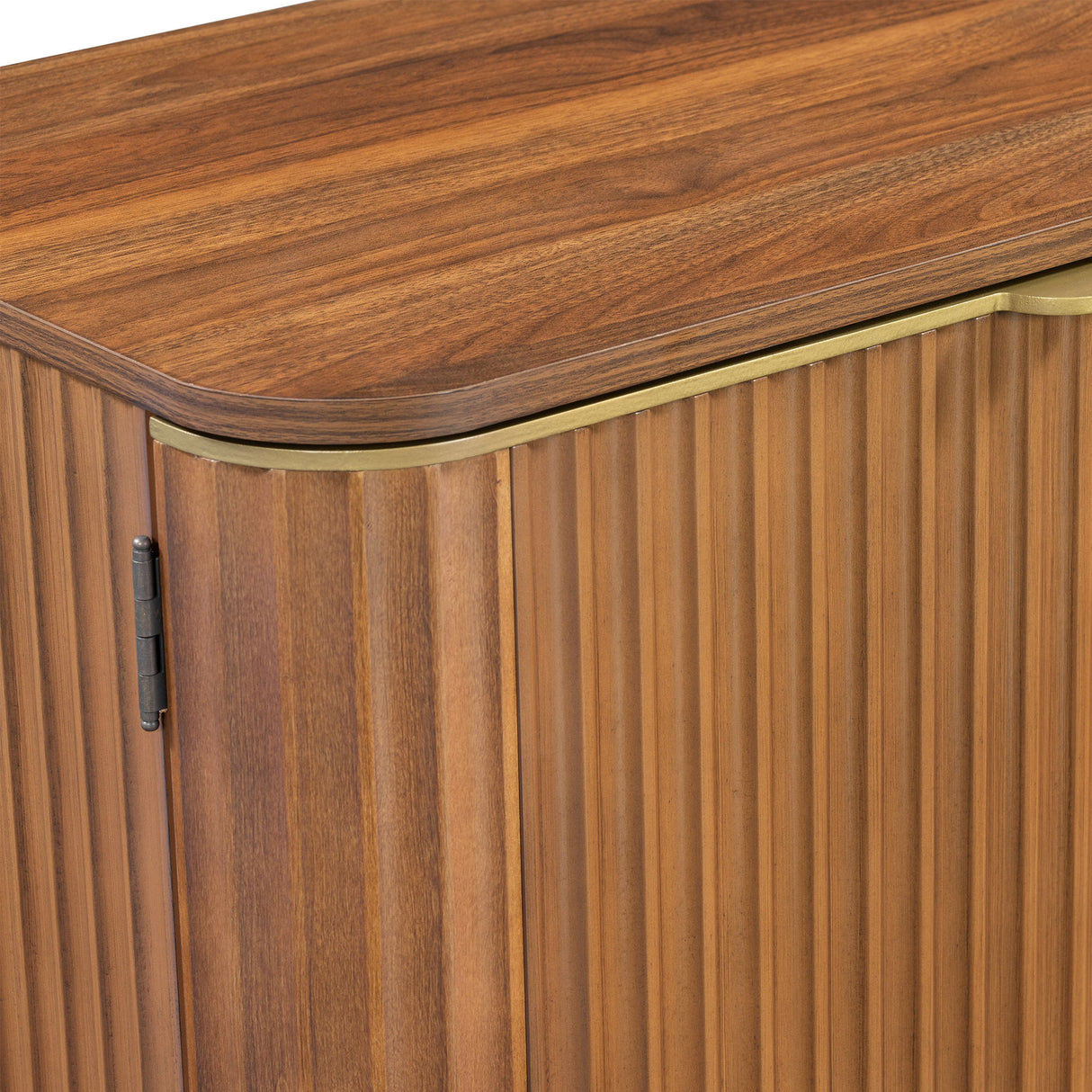 TV Stand, Fluted Media Console With Adjustable Shelves And Cable Holes