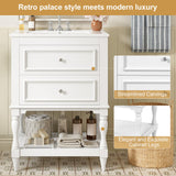 Bathroom Vanity With Sink, 2 Drawers Storage Cabinet, Open Shelf