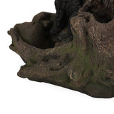 22.0" High DATONA FOUNTAIN Outdoor Weather Resistant Floor Fountain with Light, Light Brown + Black