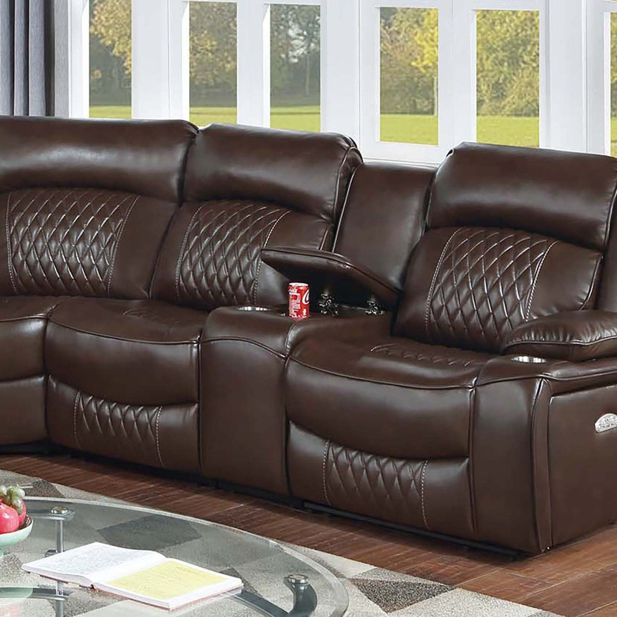 Power Motion Reclining Sectional Set With Console
