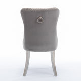 Nikki - Modern, High-End Tufted Solid Wood Contemporary Velvet Upholstered Dining Chair With Chrome Stainless Steel Plating Legs, Nailhead Trim (Set of 2) - Chair Sets - Alpine Outlets