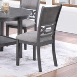 5 Piece Dining Set With Storage Shelves Round Table And Upholstered Side Chairs - Gray