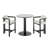 Jazmin - 3-Piece Outdoor Counter Height Bistro Dining Set - White / Black