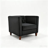 Button Tufted Accent Square Arm Upholstered Chair - Black