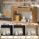 Oval Fluted Console Table With 2 Drawers And Bottom Shelf