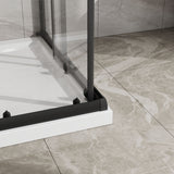 Corner Sliding Shower Door And Shower Base Combo Kit (No Drain Kit) - Matte Black