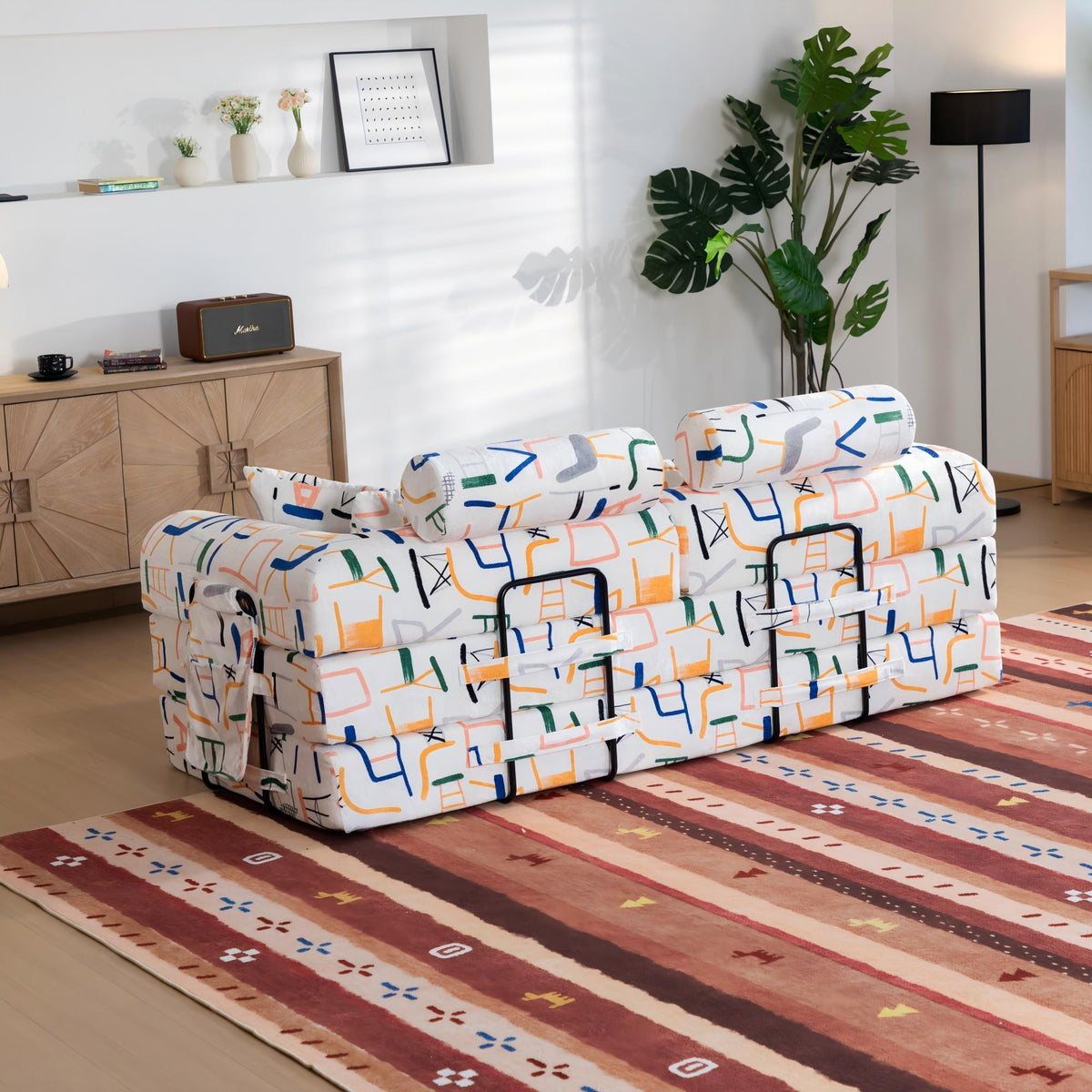 Convertible Sleeper Sofa Bed, Foldable Multi Functional Couch For Living Room - White