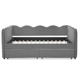 Gingham Daybed With USB Charging Port, Wave-Shaped Design