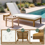Adjustable Outdoor Patio Lounge Chair Chaise Lounge - Beige / Natural