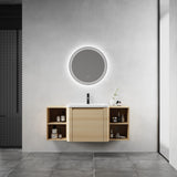 Wall Mounted Bathroom Vanity With Sink, Storage Shelves & Soft Close Door