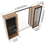 41.6" Wall Mounted Bathroom Cabinet With Adjustable Shelves Storage Cabinet - Imitative Oak