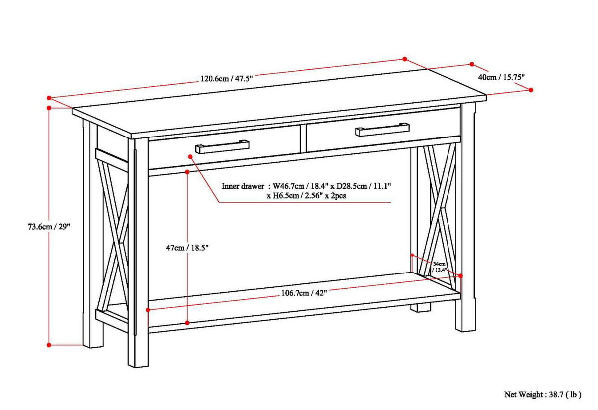 Kitchener - Console Sofa Table - Farmhouse Gray