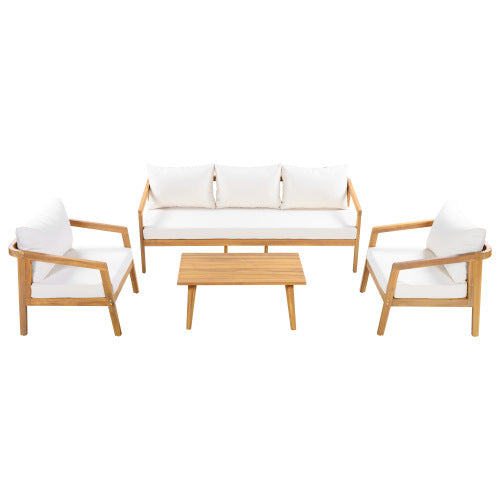 4-piece patio set 5-Seater Acacia Wood Patio Chat Set