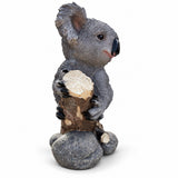 Koala Garden Statue Hand Painted Animal Sculpture With Log For Patio Home Decor - Dark Gray
