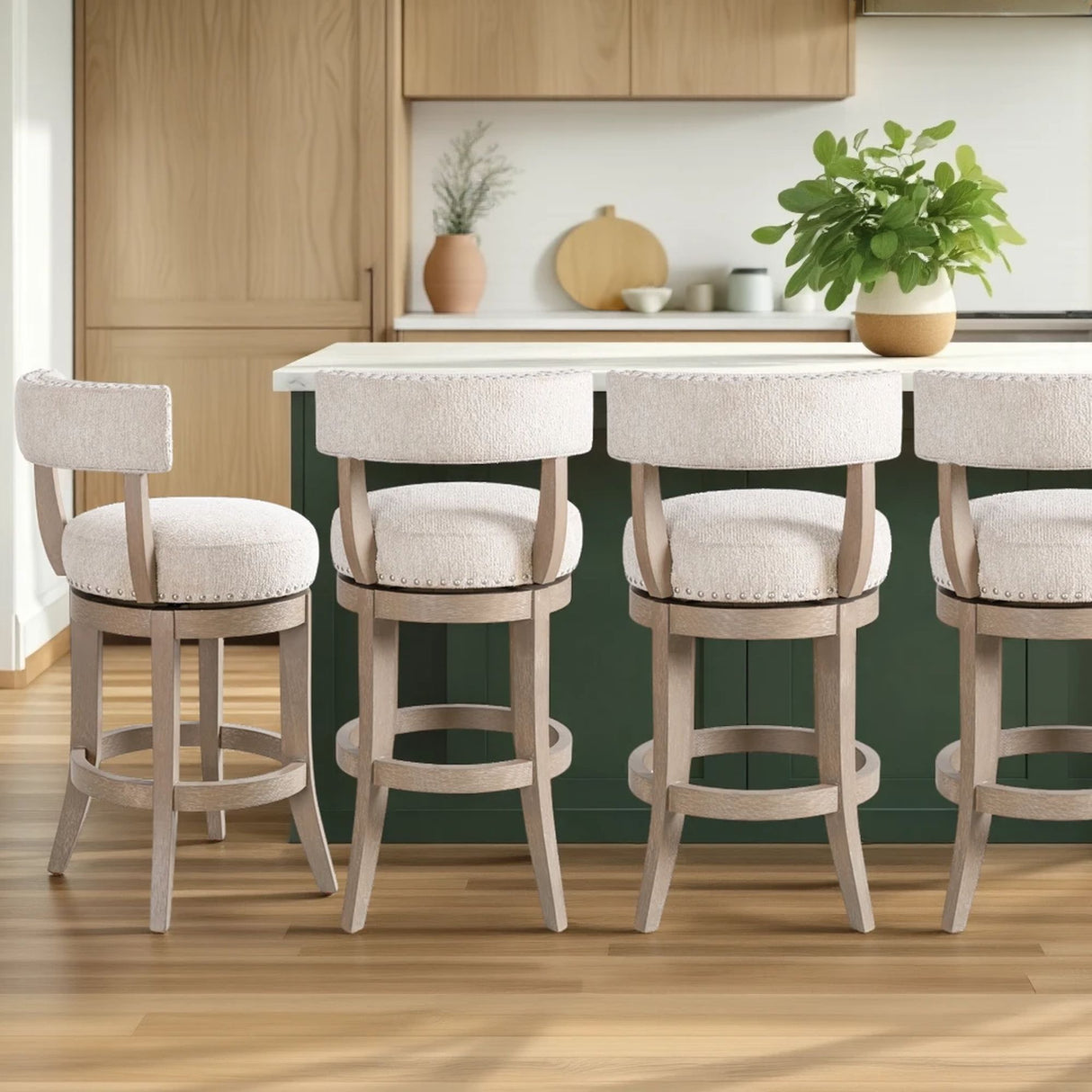 Mystic - Solid Wood Upholstered 26" Counter Height Swivel Barstool