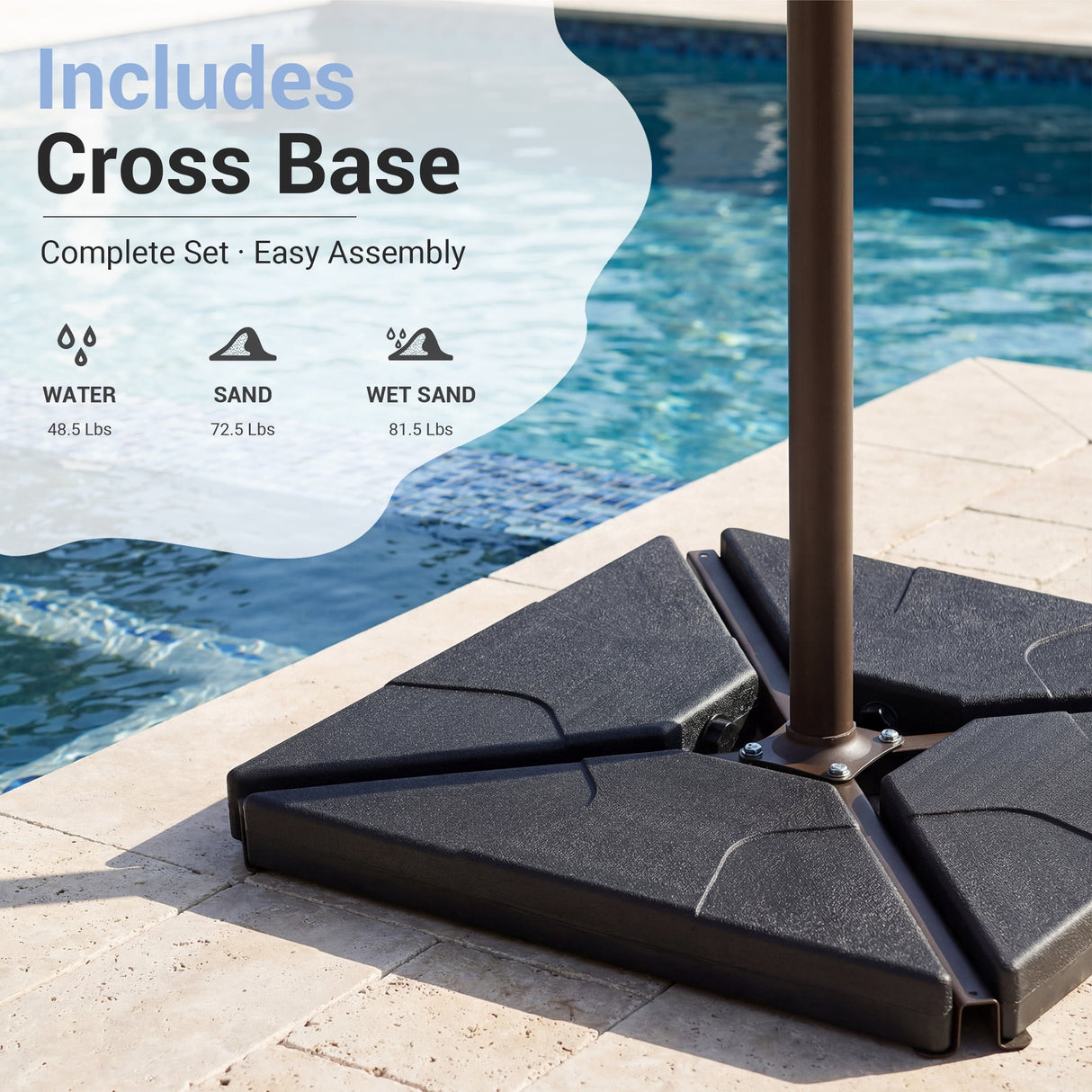 10ft Cantilever Patio Umbrella with Weighted Base