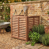 3 Panel Outdoor Air Conditioner Fence With Privacy Screen - Brown