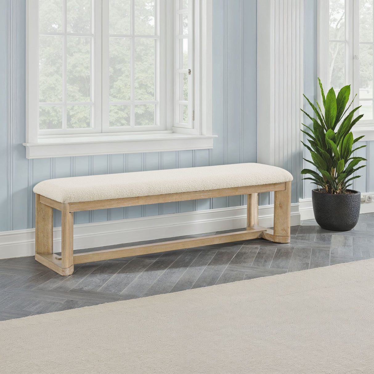 Upholstered Dining Bench - Brown
