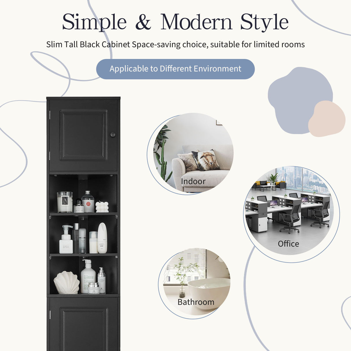 Multi Functional Corner Cabinet With Adjustable Shelves And 2 Doors