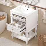 Retro Design Bathroom Vanity With Sink, 2 Drawer Storage Cabinet