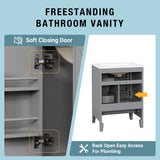 Modern Bathroom Vanity With Sink, Freestanding Cabinet With Drawers And Shelves