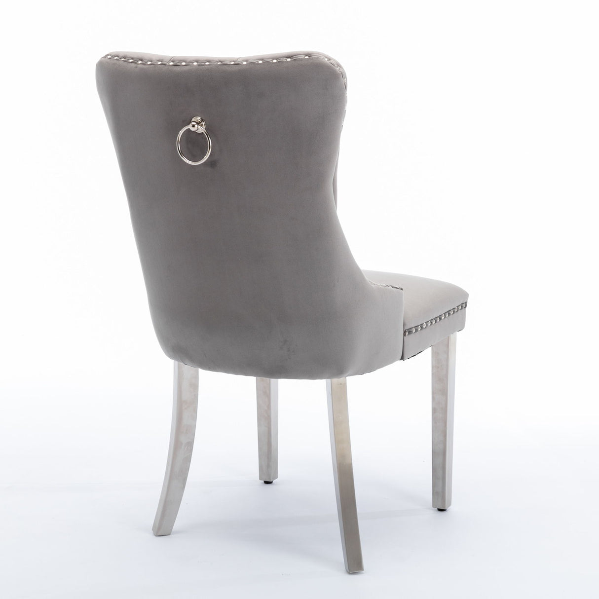 Nikki - Modern, High-End Tufted Solid Wood Contemporary Velvet Upholstered Dining Chair With Chrome Stainless Steel Plating Legs, Nailhead Trim (Set of 2) - Chair Sets - Alpine Outlets