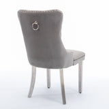 Nikki - Modern, High-End Tufted Solid Wood Contemporary Velvet Upholstered Dining Chair With Chrome Stainless Steel Plating Legs, Nailhead Trim (Set of 2) - Chair Sets - Alpine Outlets