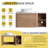 Wall Mounted Bathroom Vanity With Art Sink, 1 Storage Shelf, 2 Soft Close Doors