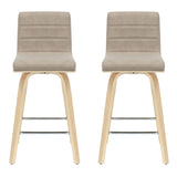 Vienna - 35.5" Swivel Counter Height Square Back Wood Bar Stool With Faux Leather Seat