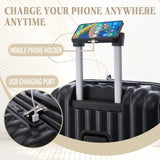 20" / 24" / 28" 3 Pieces / Set Spinner Wheel Luggage, Carry On Suitcase, With Cup Holder & USB Port & Phone Holder