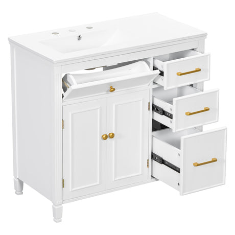 Bathroom Vanity With Sink Top, 3 Soft Closing Drawers
