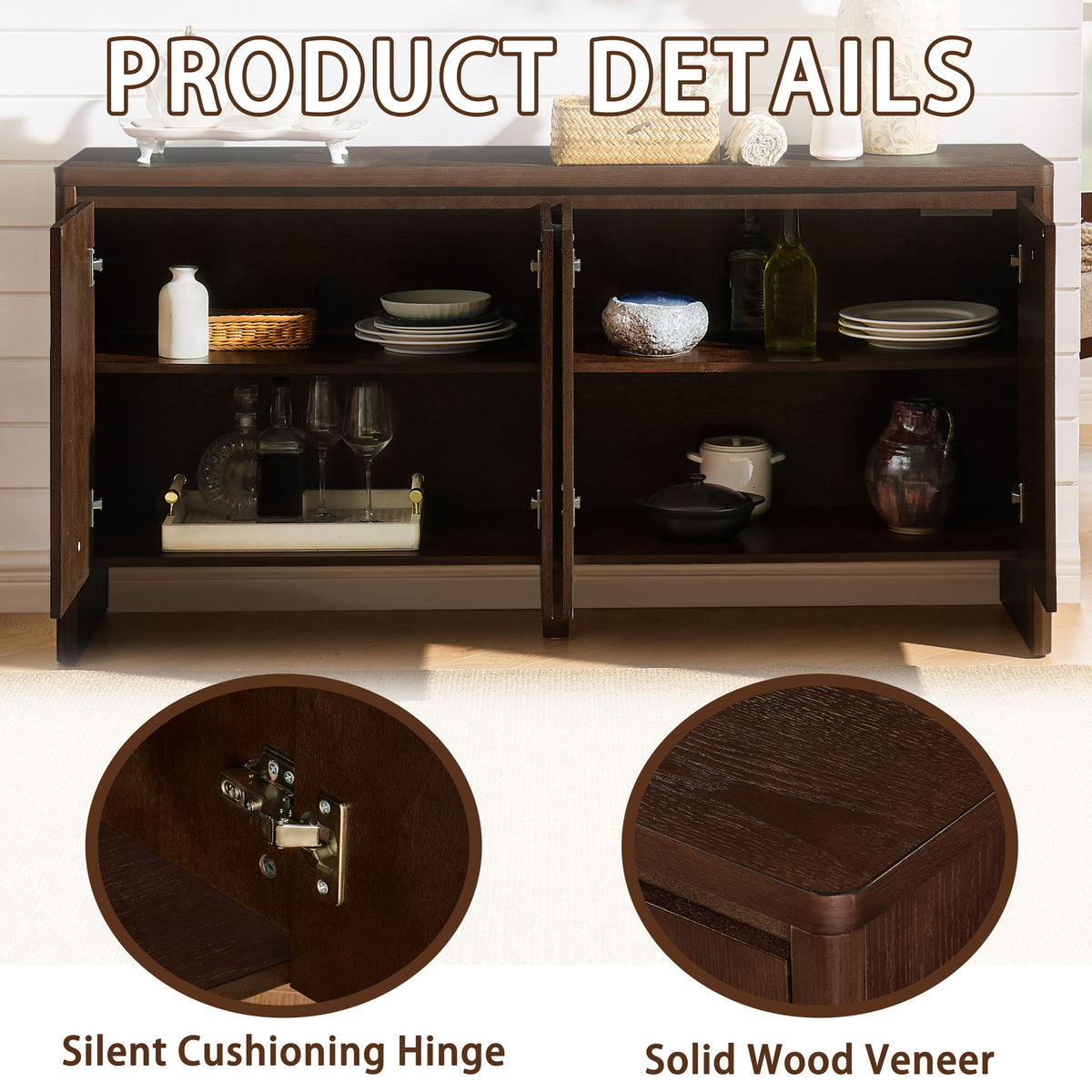 Sideboard Buffet Cabinet With Adjustable Shelves
