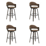 Daxton - Swivel Bar Height Round Back Wood Bar Stool With Faux Leather Seat