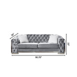 2 Seater Sofa With Button Tufted Diamond Grid & 2 Pillows For Living Room