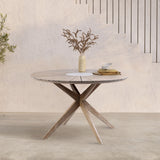 Oasis - Outdoor Light Eucalyptus Wood And Concrete Round Dining Table