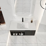 Wall Mounted Floating Bathroom Vanity With Open Shelf & Soft Close Door