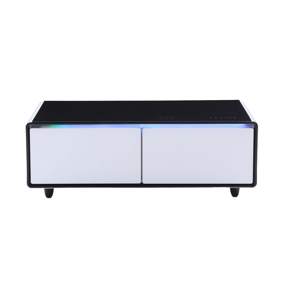 Modern Smart Coffee Table With Built-In Fridge, tooth Speaker, Wireless Charging Module, Touch Control Panel, Power Socket, USB Interface, Outlet Protection, Atmosphere Light