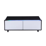 Modern Smart Coffee Table With Built-In Fridge, tooth Speaker, Wireless Charging Module, Touch Control Panel, Power Socket, USB Interface, Outlet Protection, Atmosphere Light